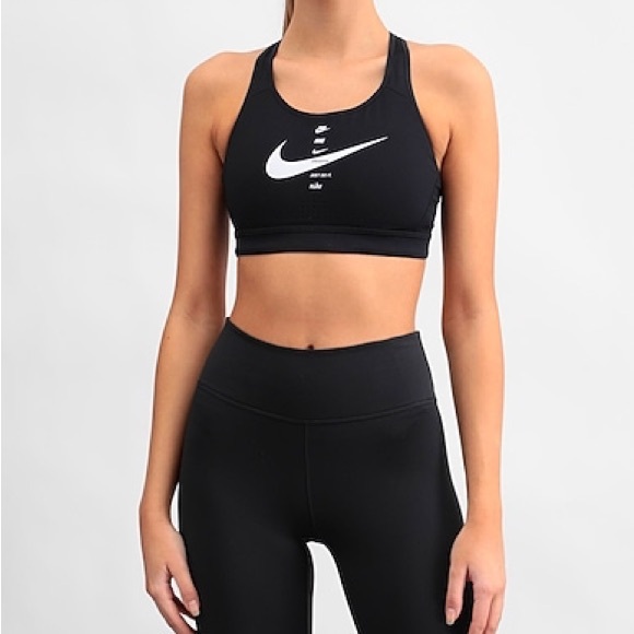 Nike Women's Strappy Black & White Sports Bra - Picture 2 of 8
